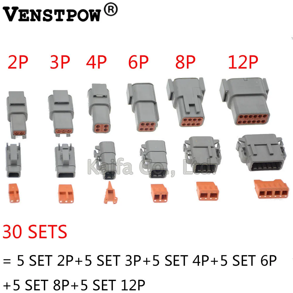 30 комплектов Deutsch DTM 2-12 P DTM06-2S 3 S 4S DTM04-2P 3 P 4 P 6 P 8 P 12 P 20-24AWG водонепроницаемый разъем с штырьками автомобильный герметичный разъем