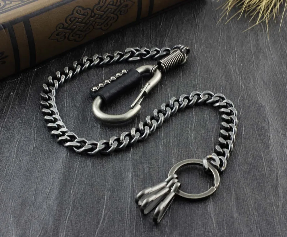 Mens Vintage Gray Black Heavy Metal Biker Wallet Chain Fob Keychain YL 16-in Key Chains from ...