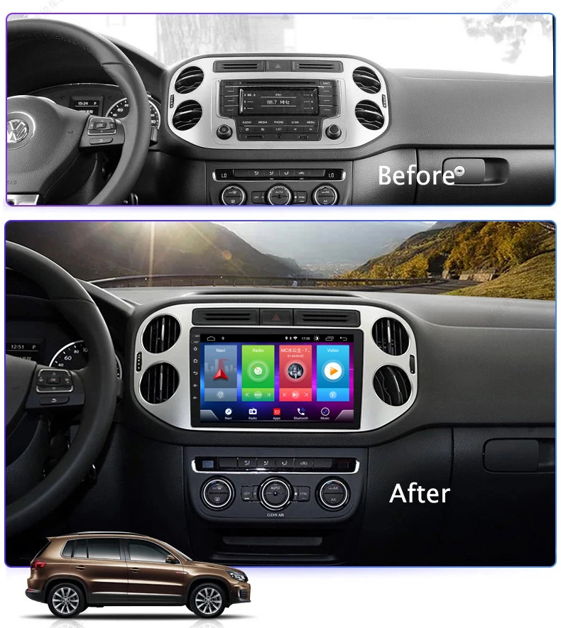 Best Full Touch Screen Car Android 8.1 Radio Player For V W tiguan 2010-2018 DSP GPS Navigation Video Multimedia Built in Bluetooth 1