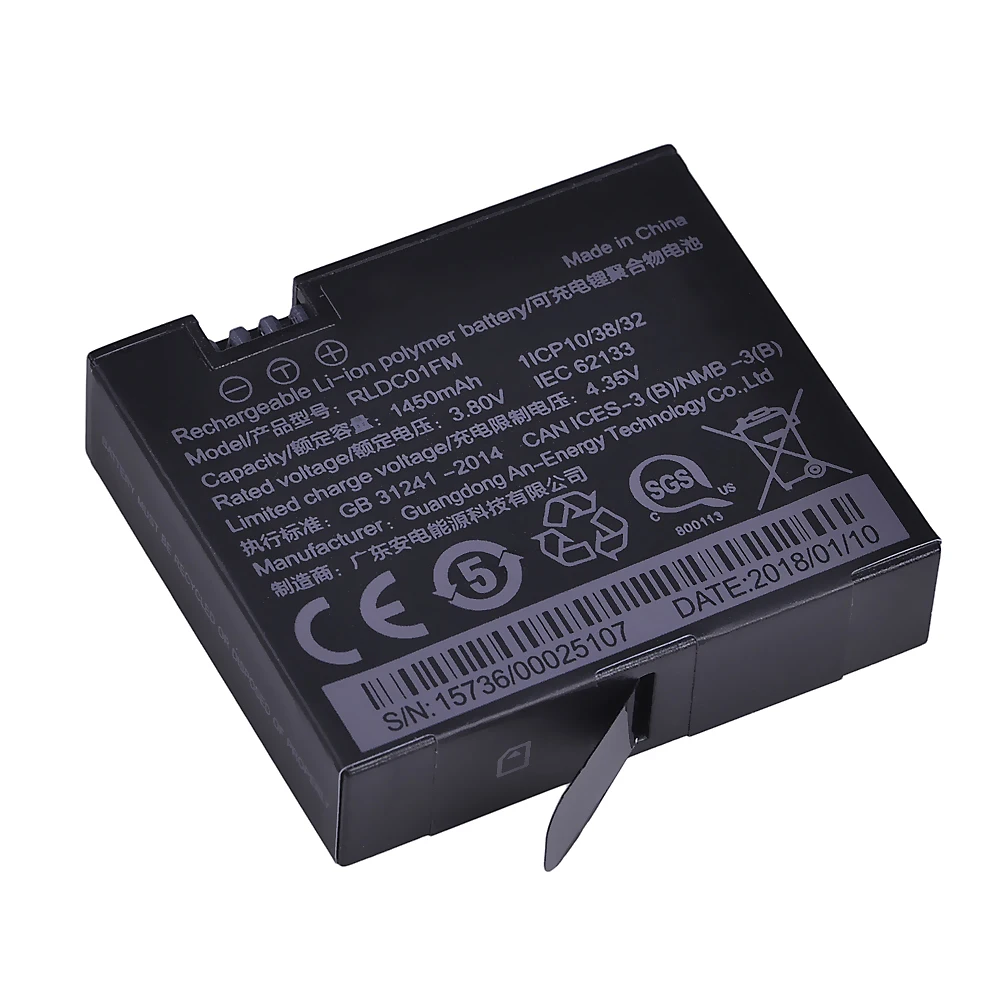 1Pc 3 80V 1450mAh Original Mijia 4k Battery for Xiao mi Mi Jia Action Mini Camera