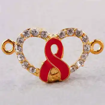 

SUNYIK 1Lot (10Pc) Austrian Crystal Heart Enamel Ribbon Connector Beads Charms Jewelry Findings