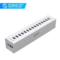 ORICO A3H13P2-SV Алюминий 13 Порты мульти USB3.0 HUB разветвитель с 2 зарядки Порты 5V2. 4A супер Зарядное устройство/5V1A Универсальный Серебряный - изображение