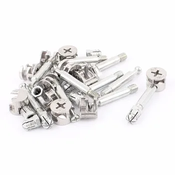 

UXCELL Hot Sale Knock Down Furniture Cam Lock Fitting Dowel Assembly Silver Tone for Office Furniture, Cabinet Wardrobe 11 Sets