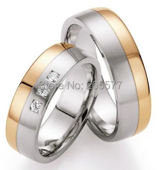 

2014 fashion jewelry trend western bicolor rose gold color health Wedding bands Ring Sets