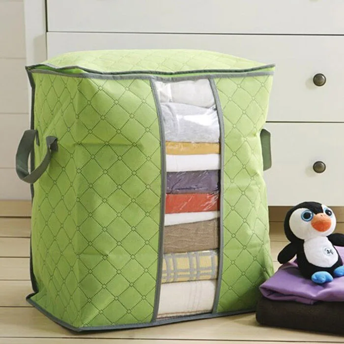 Квалифицированная сумка для хранения, коробка, портативный органайзер, Нетканая подложка, сумка для хранения коробок, Бамбуковая одежда, сумка для хранения, Прямая поставка - Цвет: Зеленый