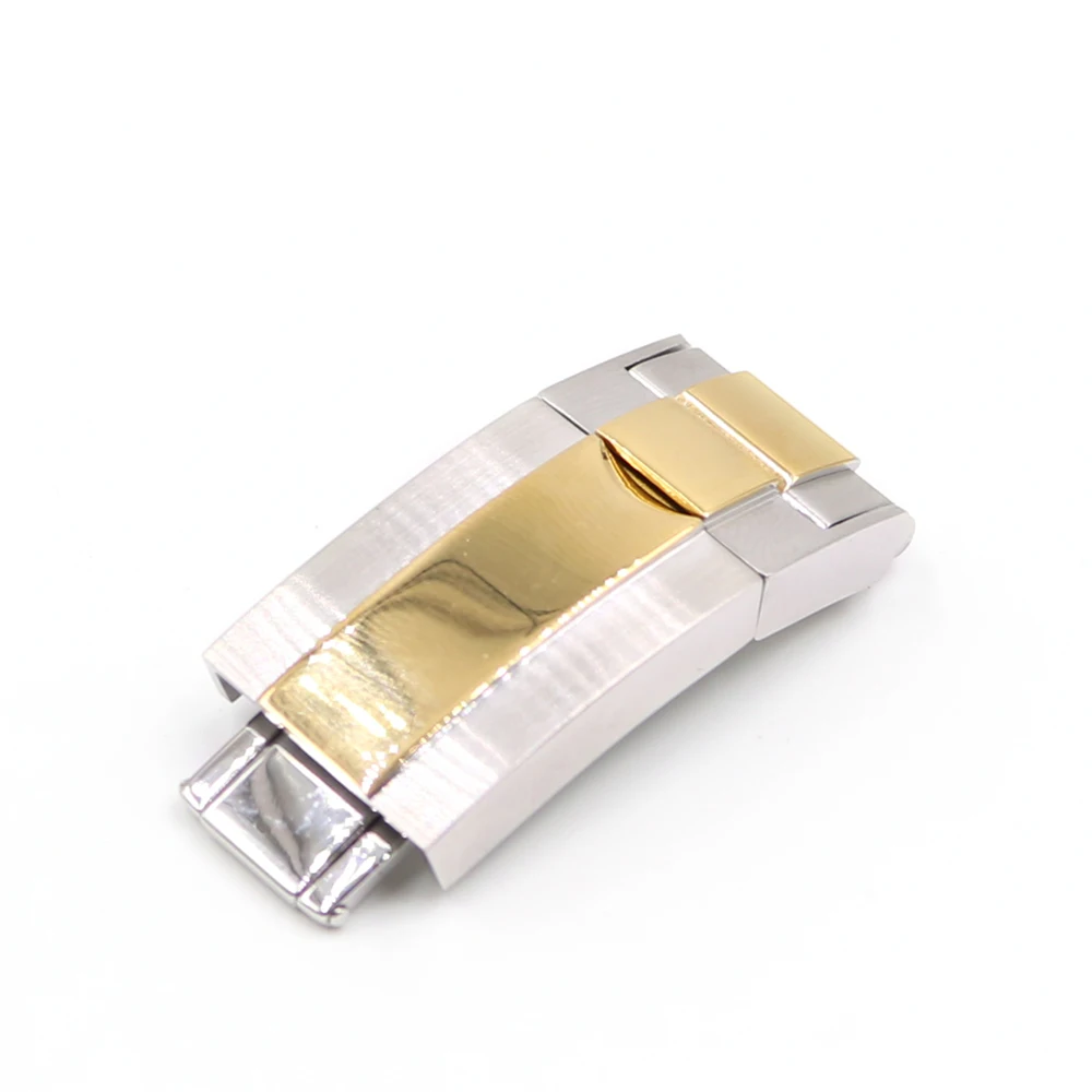 Rolamy 16m x 9mm Brush Polish Stainless Steel Watch Band Deployment Clasp For Bracelet Rubber Leather Strap Oyster Submariner