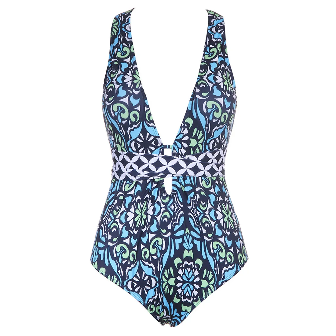 V neck 2018 One Piece Sexy Swimsuit high cut one piece swimwear women