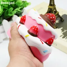 Besegad мягкий Jumbo Kawaii Большой 2-Слои клубничный торт мягкими болотистый игрушка замедлить рост для снимает стресс беспокойство украшения