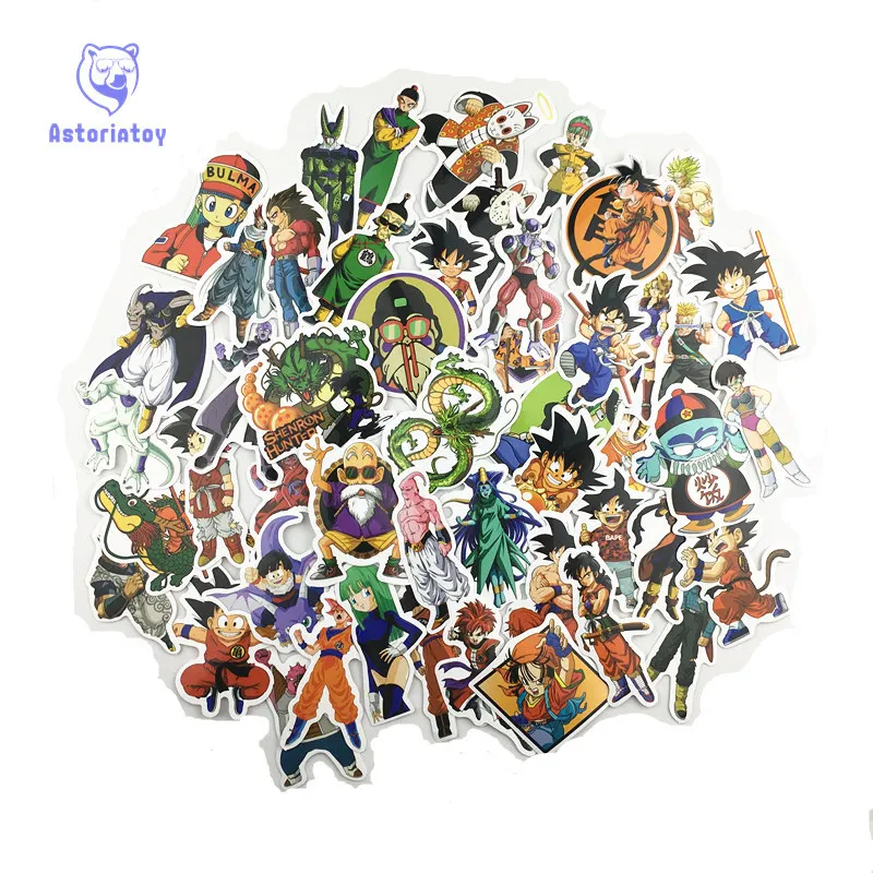 

SET2 50pcs/1lot Dragon Ball Z Super Saiyan Goku Vegeta Sticker Creative Personality Waterproof Rip N Dip Laptop Sticker for Fin