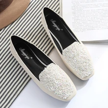 Г., Летние удобные кожаные туфли на плоской подошве Женская Блестящая обувь повседневные женские шикарные мокасины балетки femme chaussures Plate