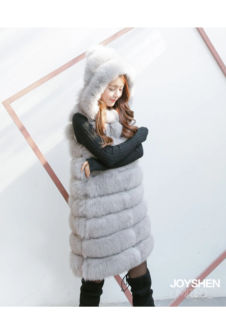 Discount UPPIN 2019 New Fashion Fur Vest Women Winter With Hood Furry Cute Faux Fox Long Fur Vest Woman Plus Size Faux Fur Overcoat 20