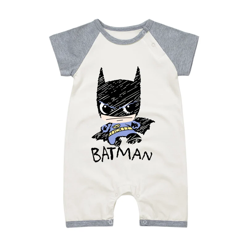 Летние комбинезоны с короткими рукавами для новорожденных, с рисунком Супермена/Бэтмена, одежда с круглым вырезом для маленьких мальчиков и девочек - Цвет: 1063B