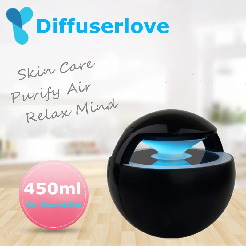 

Diffuserlove 450ml USB Air Humidifier Ball Humidifier with Aroma Lamp Essential Oil Ultrasonic Electric Aroma Diffuser Fogger