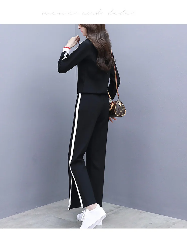 Terno de Lazer Conjunto de Roupas Novo Outono Femininas Coreano Moda Solta Manga Comprida Hoodies Moletom Calças Largas Dois Pçs 8 High Quality Moda Feminina