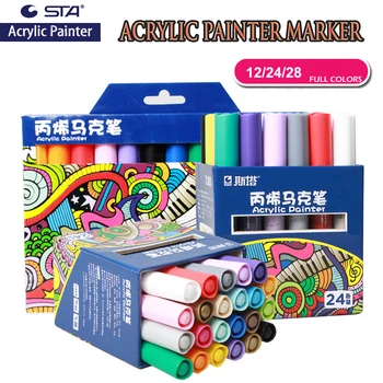 

STA 28 Colors Acrylic Paint Marker Pen 2mm Designs on Paper Mug Glass Canvas DIY Photo Album Rock Painting Christmas gift