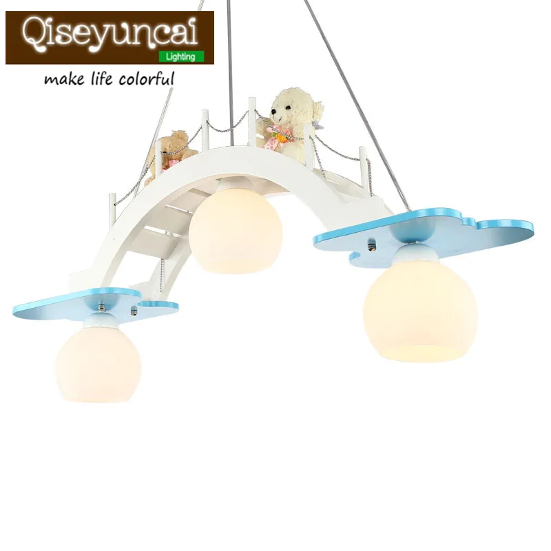 

Qiseyuncai 2018 new Children's room LED, eye protection chandelier, boys and girls room, creative crane bridge lighting