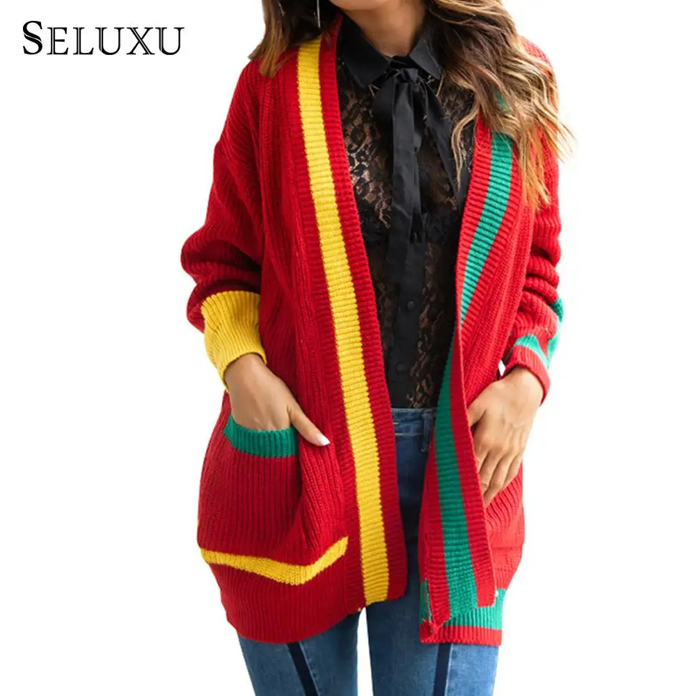 

Seluxu Elegant Warm Autumn Winter Sweater Cardigan Women Twist Knitted Winter Sweater Cardigan Casual Solid Color Cardigan-C