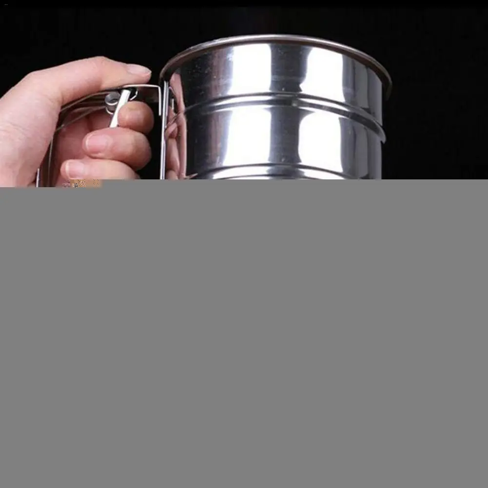 Stainless Steel Semi - Automatic Hand Held Flour Sieve Powder Screened Sugar Mesh Baking Tools For Kitchen |