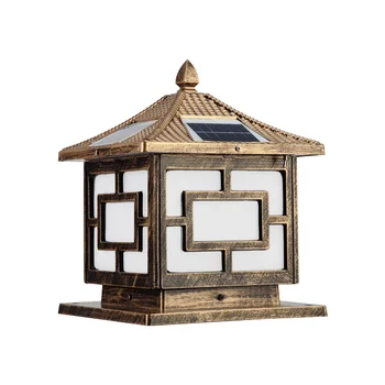 

Waterproof anti-rust Aluminium Die-casting solar pillar lamp Europe door column light square outdoor fence lights Bronze Black