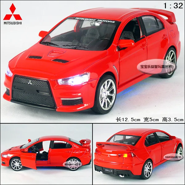New132 Mitsubishi Landcer EVO Diecast Model Car With Sound&Light Red