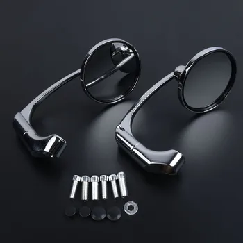 

AU A Pair Chrome Round Bar End Rearview Side Mirror Adjustable For Cafe Racer