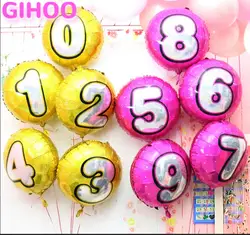 1 шт 18 дюймов круглый Globos лазерный цифровой Фольга воздушные шары Детские 1-9th на день рождения гелий Свадебный шар юбилейные праздничные