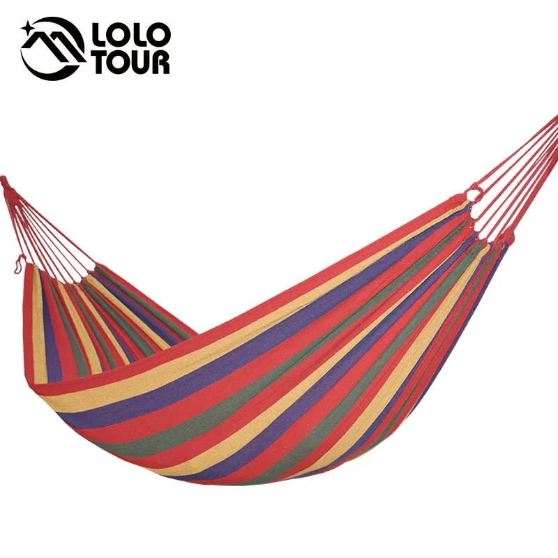 Günstige Outdoor Garten Hängematte Tragbare Hängen BETT Reise camping schlafen hängematte Schwingen Leinwand Streifen 280*100 cm