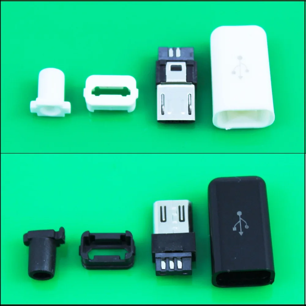

cltgxdd Black white Mini USB 5 Pin Male Plug Socket Connector&Plastic Cover For Connectors