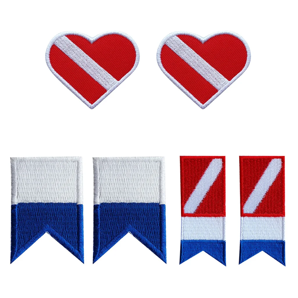 3 Pairs Alpha Flag Diver Down Flag Patch Badge Scuba Diving Embroidered Decorative Patches for Scuba Divers, Not Come Off