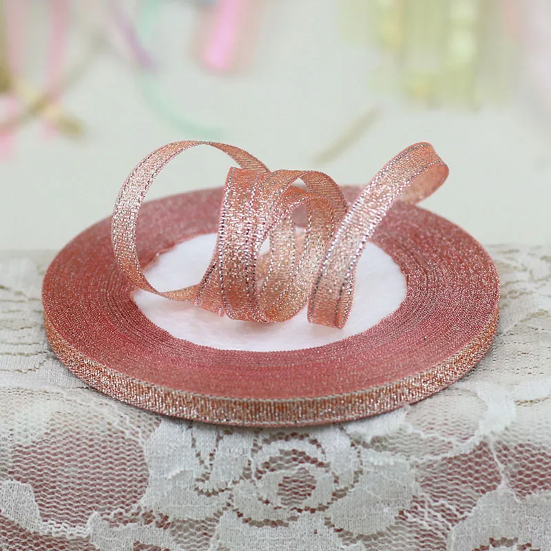6mm Shimmery Silk Satin Ribbon Organza Ribbon Party Home Wedding Decoration Gift Wrapping Festival New Year DIY Material