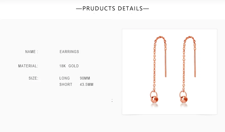 18k Pure Gold Drop Earring Trendy Exquisite Beautiful Elegant Classic Girl Miss Gift Wear 2020 New Women Party Good Fine Buauty