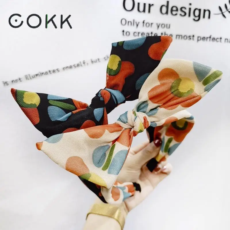 

COKK Hair Knotted Bow Hair Band For Women Headbands Dot Pattern Hairbands Headwear 2019 New Arrival Macaron Sweet Wide Headwrap