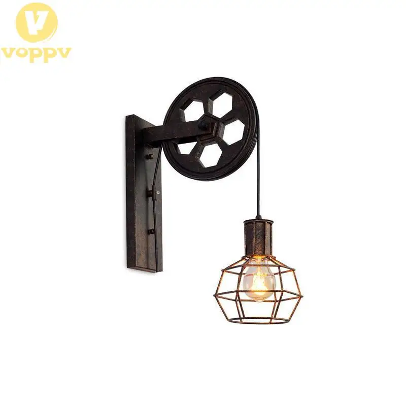 

Loft Retro Lamp Creative Lifting Pulley Wall Light Dining Room Restaurant Aisle Corridor Pub Cafe Wall Lamp Bra Wall Sconce
