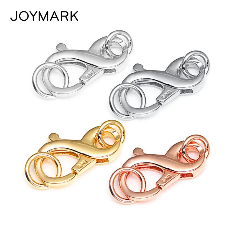

15x7.5mm 8-shaped 925 Sterling Silver Lobster Clasps With Jump Rings Fine Jewellery Accessories 4pcs/lot SC-CZ133
