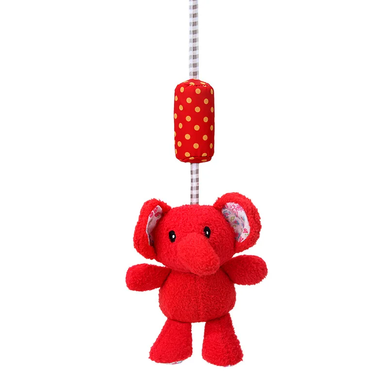 

New cartoon cute multi-purpose red elephant animal wind chime rattle hanging ornaments baby toys plush embroidery print doll