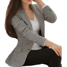 Women Plaid Blazers and Jackets Suit Ladies Long Sleeve Work Wear Blazer Plus Size Casual Female Outerwear Wear to Work Coat