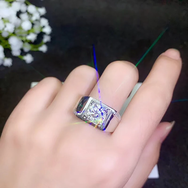 BOEYCJR 925 серебро 1ct/2ct/3ct F цвет Moissanite VVS обручальное свадебное кольцо с бриллиантом для мужчин с национальным сертификатом