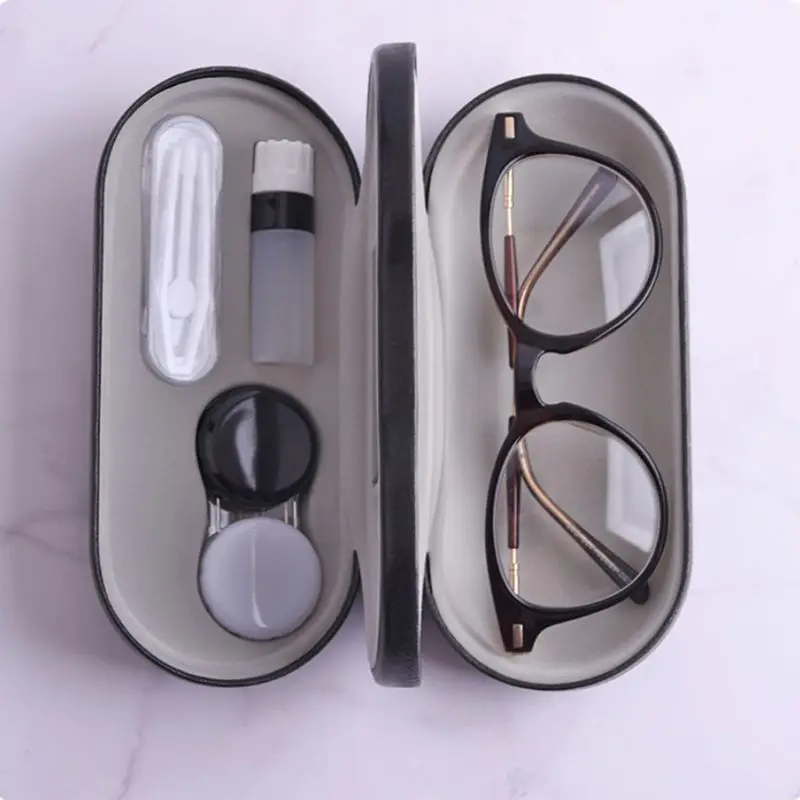 Креативный двойной Чехол для очков ручной работы, двухслойная коробка, многофункциональные контактные линзы, коробки для мужчин и женщин, унисекс