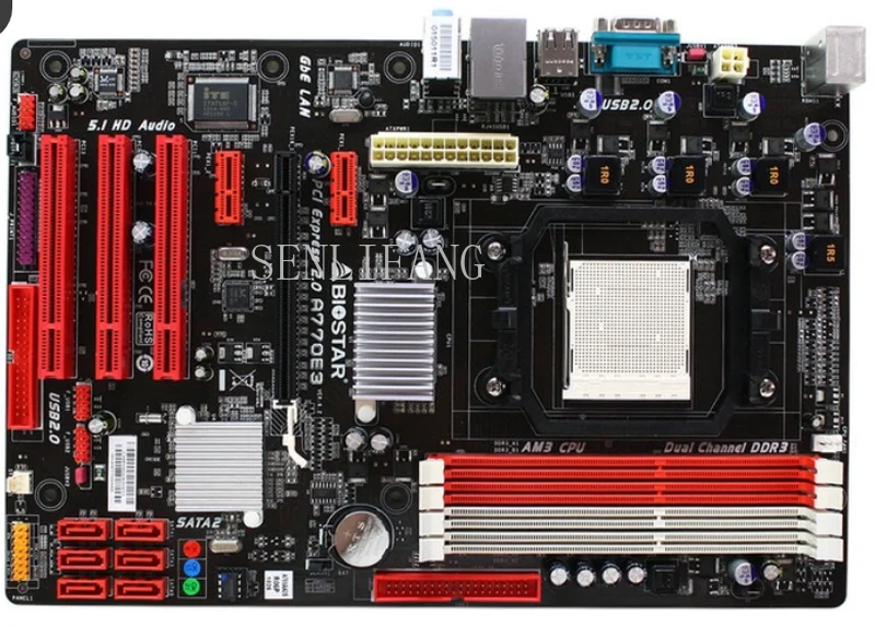 

Used,original desktop motherboard for Biostar A770E3 DDR3 Socket AM3 boards 16GB USB2.0 mainboard One year warranty