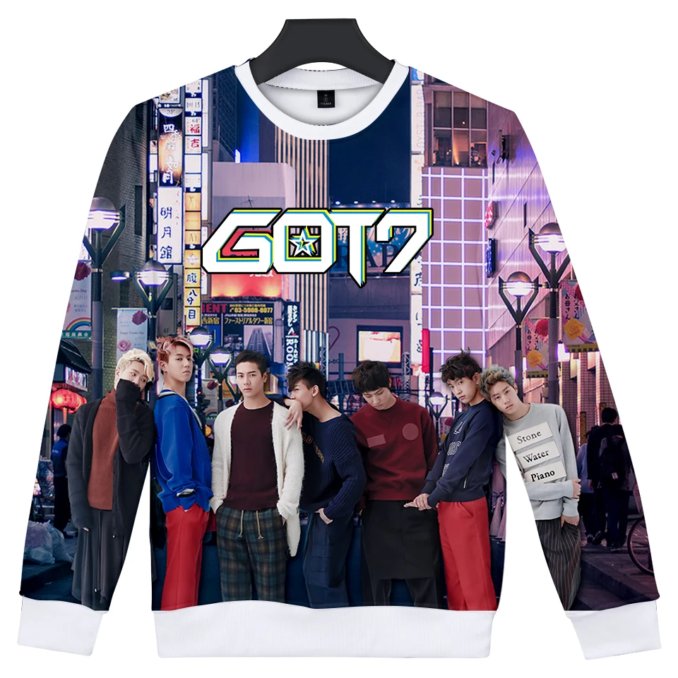 GOT7 кофты Новый Kpop осень-зима Harajuku 3D Повседневное Толстовка костюм пуловеры с