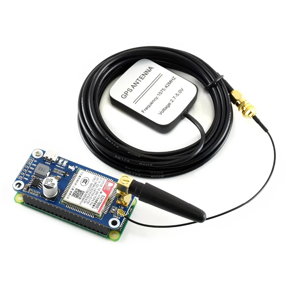 ShenzhenMaker Store NB-IoT/eMTC/EDGE/GPRS/GNSS HAT для RPi 3B/3B + на основе SIM7000C поддерживает TCP HTTP FTP SMS Mail |