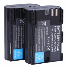2Pcs Full coded LP-E6 LPE6 2650mAh Battery Batteria For Canon 5D Mark II III and IV 70D 5Ds 6D 5Ds 80D 7D 60D 5Ds R DSLR Camera