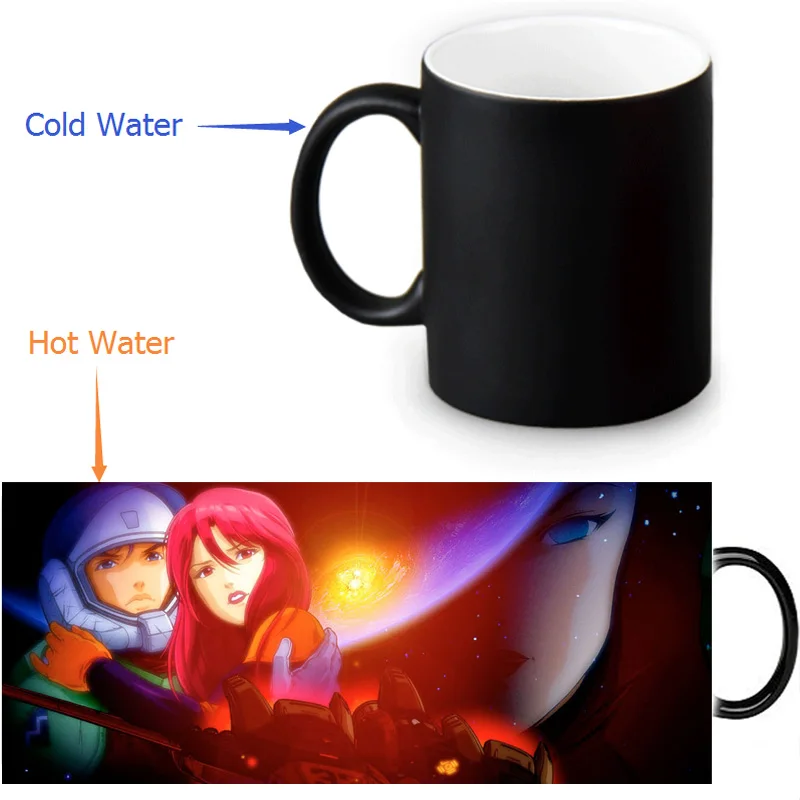 

Free shipping Robotech Mug Color change Ceramice Morph Mug/ Heat Sensitive Pixel Morphing Mugs 300ml