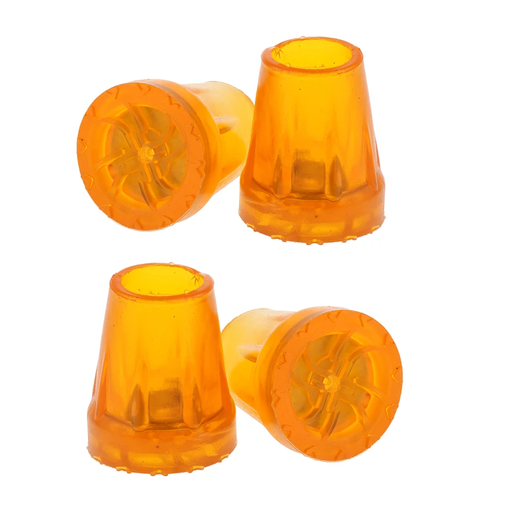 

4pcs Professional Anti Slip Walking Stick End Crutch Cane Rubber Leg Feet Tips Replacement Orange Dia 25mm