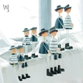 Kreative Holz Navy Hängen Puppen EINE familie von Vier Mediterrane Wohnkultur Ornamente|Figuren & Miniaturen| -