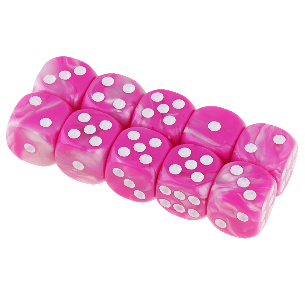 MagiDeal 10pcs 6-Sided Dice Set Bright Colors 16 mm Dice Game Multi-Sided Dice for Board Games Casino Gifts Teaching