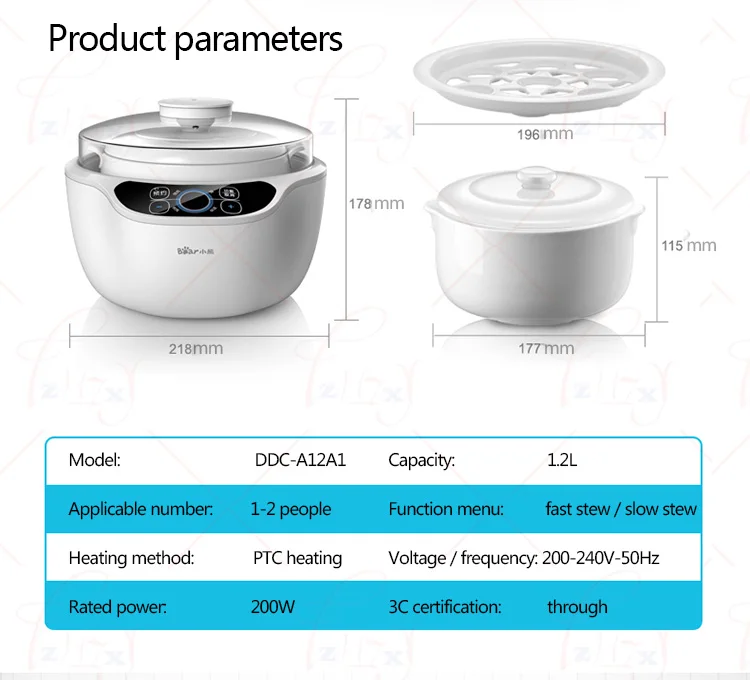 Автоматическая каши горшок 1.2L Электрический Плита s медленно Плита 220V мини кастрюля Плита домашние печи DDZ-A12A1 220 В 200 Вт 1 шт