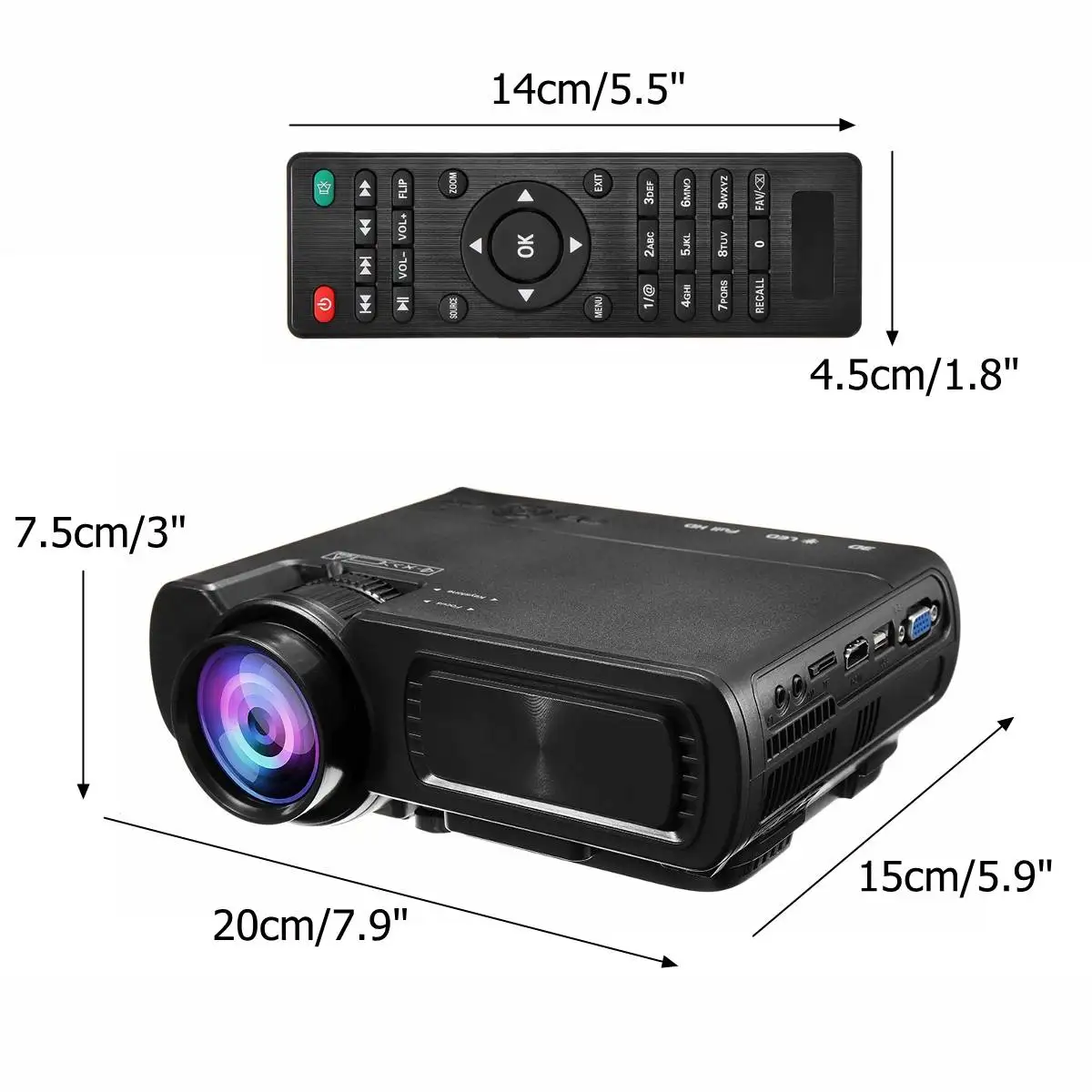  Mini Proiettore T5 LCD 7000 Lumen 1080P Full HD Wifi bluetooth Home Theater Android 6.0 Audio di Al
