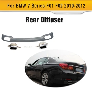 

7 Series Rear Bumper lip diffuser with Exhaust muffle tips for BMW F01 F02 Standard Bumper 2010-2012 730i 740i