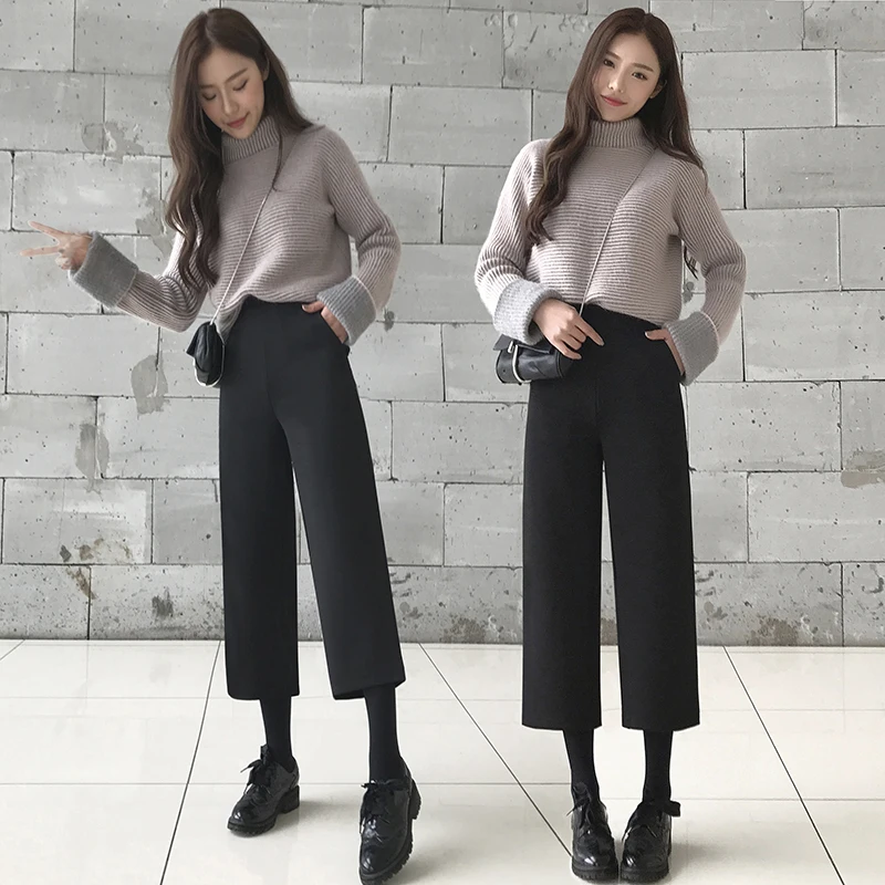 Spring models wide leg pants female high waist pants 2019 new Korean ...